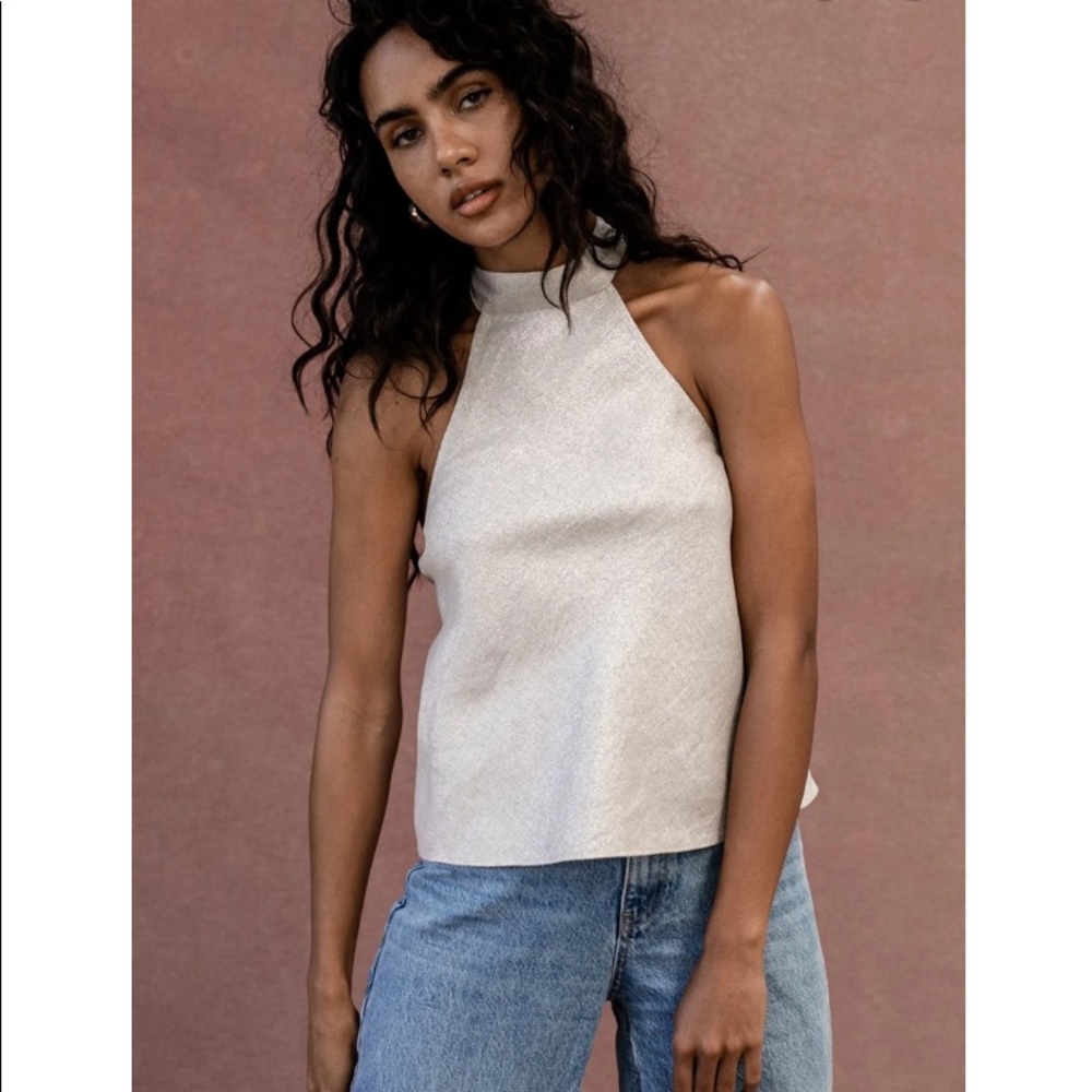 Nwt Posse Delphine Top In Natural Sparkle Small - image 5